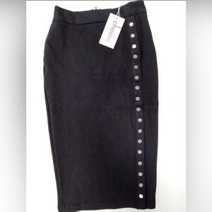 Chic Black Button-Detail Pencil Skirt by Choosy
